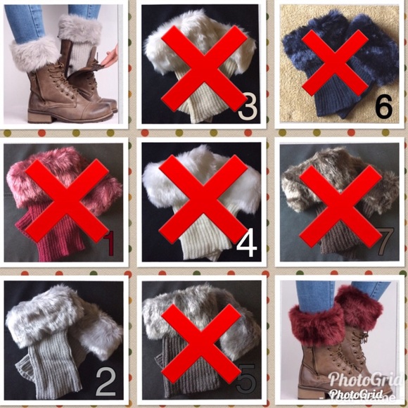 Last pair knit fur trim leg warmers cuffs toppers - Picture 2 of 4